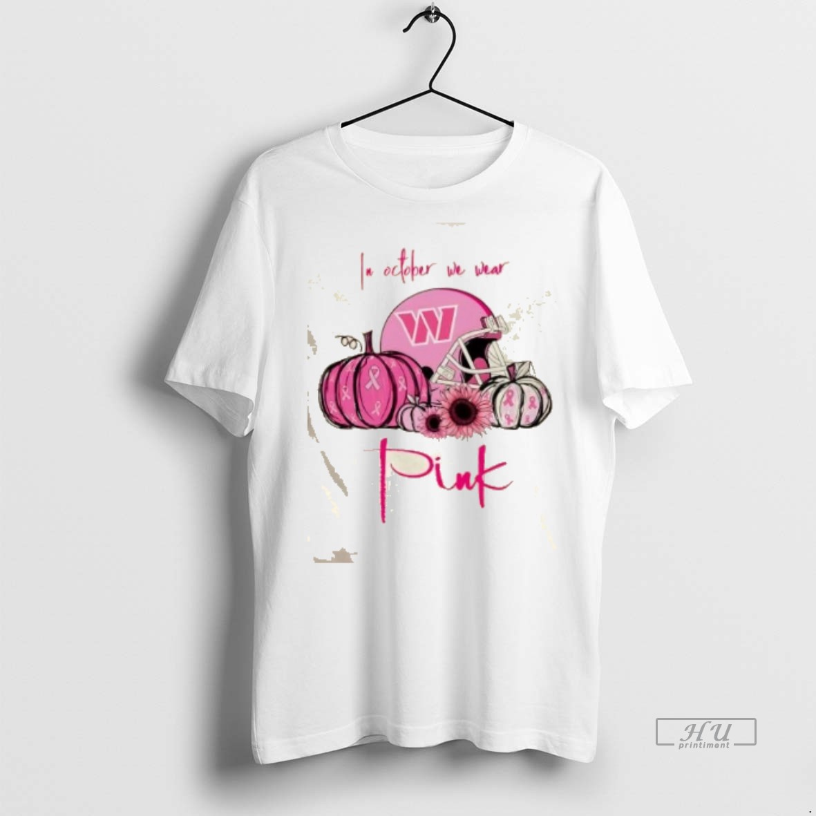 Officials In October We Wear Pink Washington Commanders Football Helmet Tee Shirt Sweater Hoodie