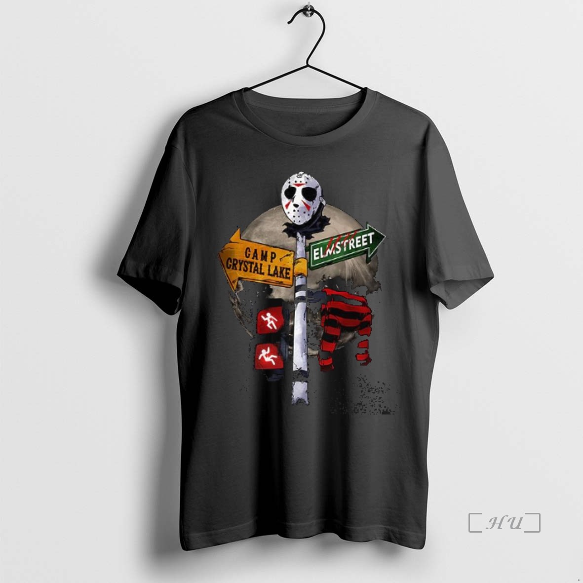 Officials Jason Voorhees Freddy Krueger Curse Traffic Sign Indicator Land Camp Crystal Lake Elmstreet T Shirt Sweater Hoodie