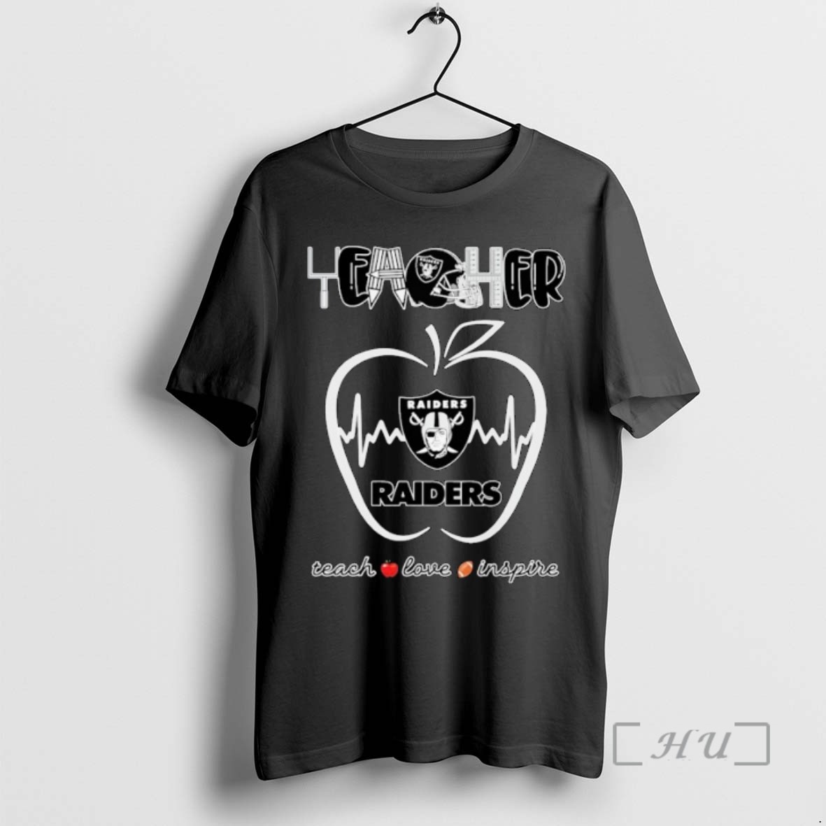 Officials Las Vegas Raiders Teacher Teach Love Inspire Heartbeat Apple T Shirt Sweater Hoodie