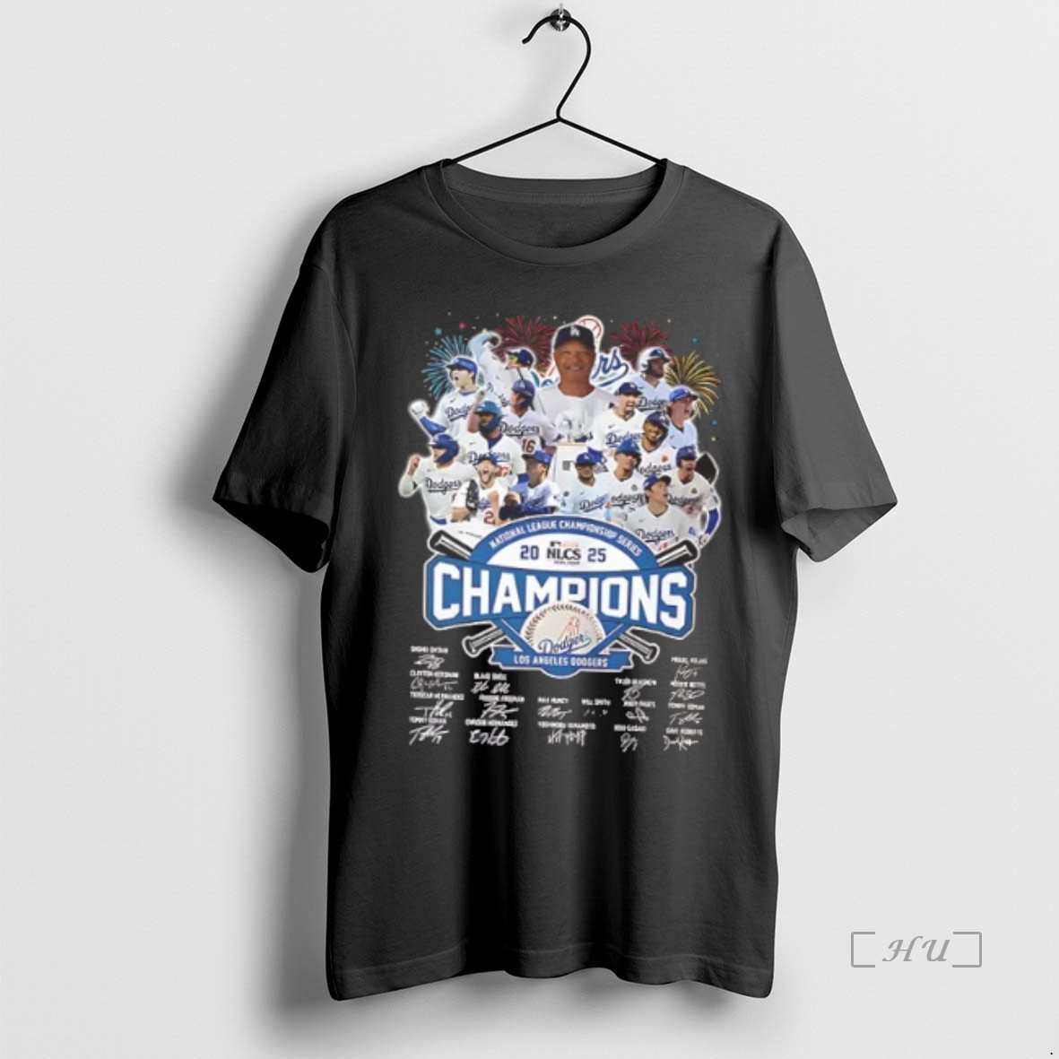 Officials Los Angeles Dodgers Won The 2025 National League Championship Signatures 2 Sided T Shirts Sweater Hoodie