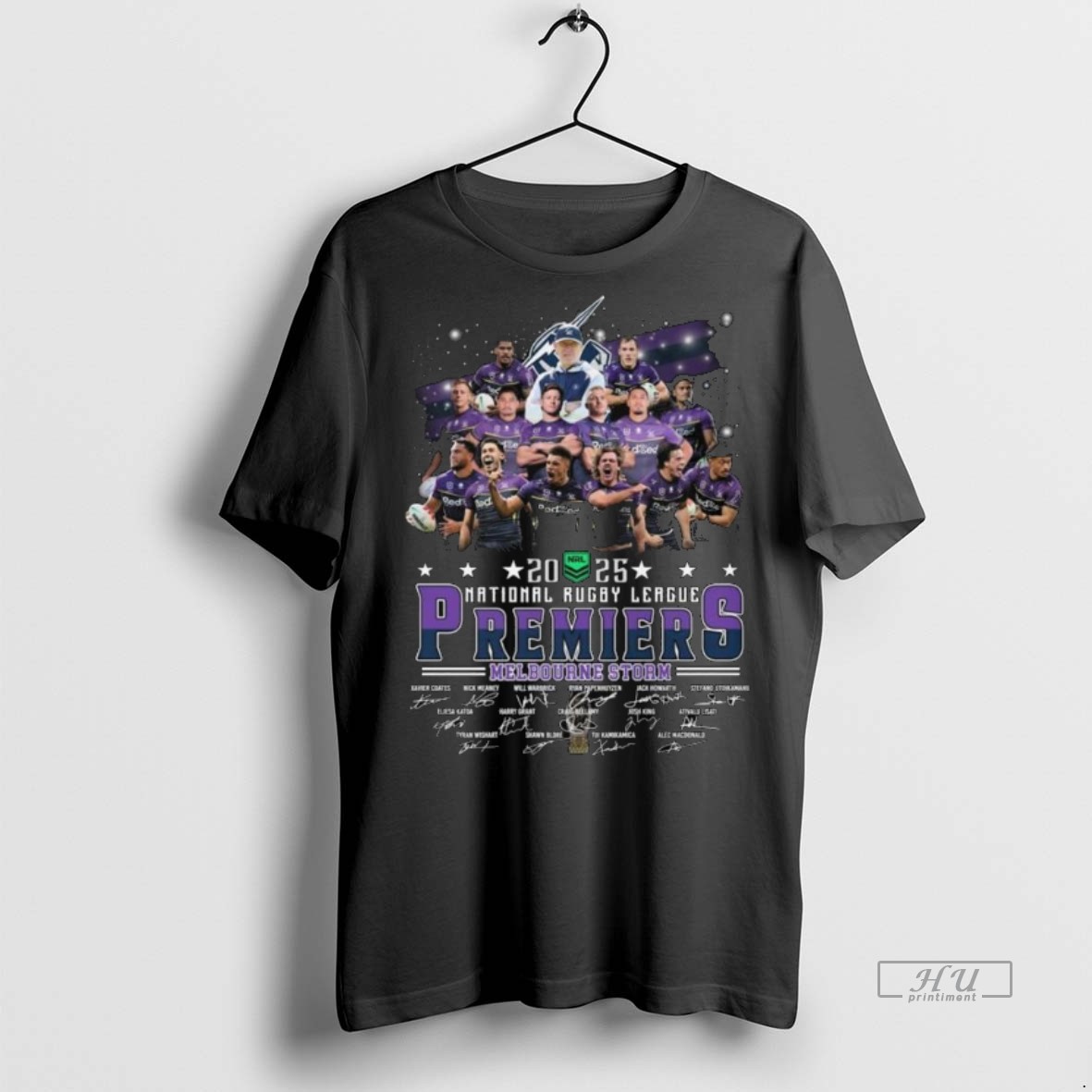 Officials Melbourne Storm 2025 National Rugby League Premiers Signatures Long Sleve Tee Shirt Sweater Hoodie