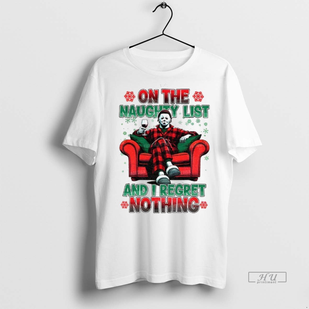 Officials Michael Myers On The Naughty List And I Regret Nothing Christmas Tee Shirt Sweater Hoodie