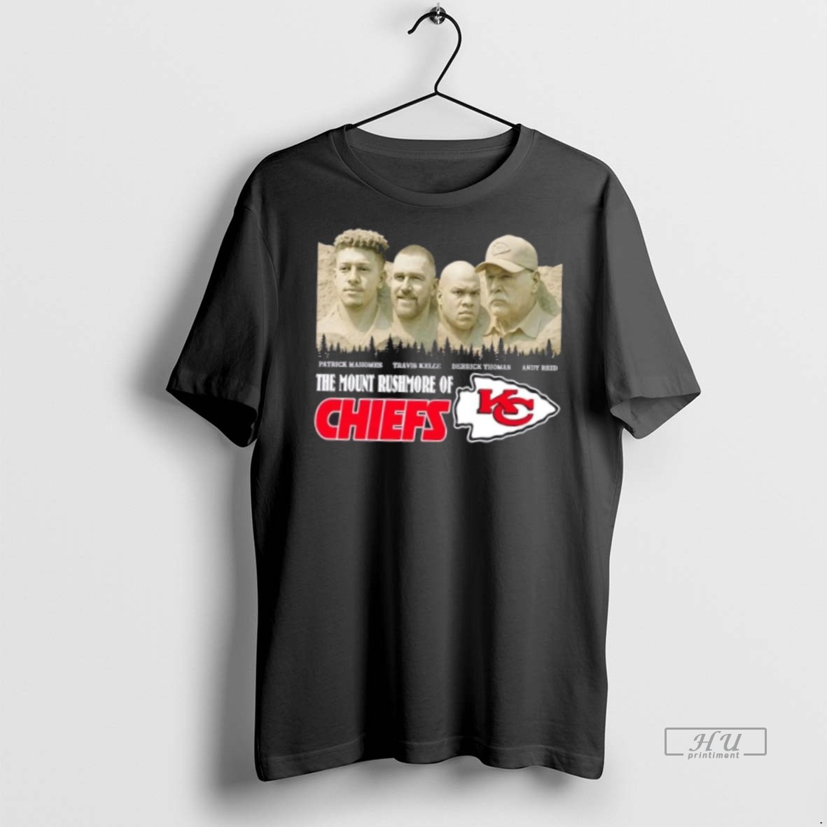 Officials Patrick Mahomes Travis Kelce Derrick Thomas Andy Reid The Mount Rushmore Of Kansas City Chiefs Tee Shirt Sweater Hoodie