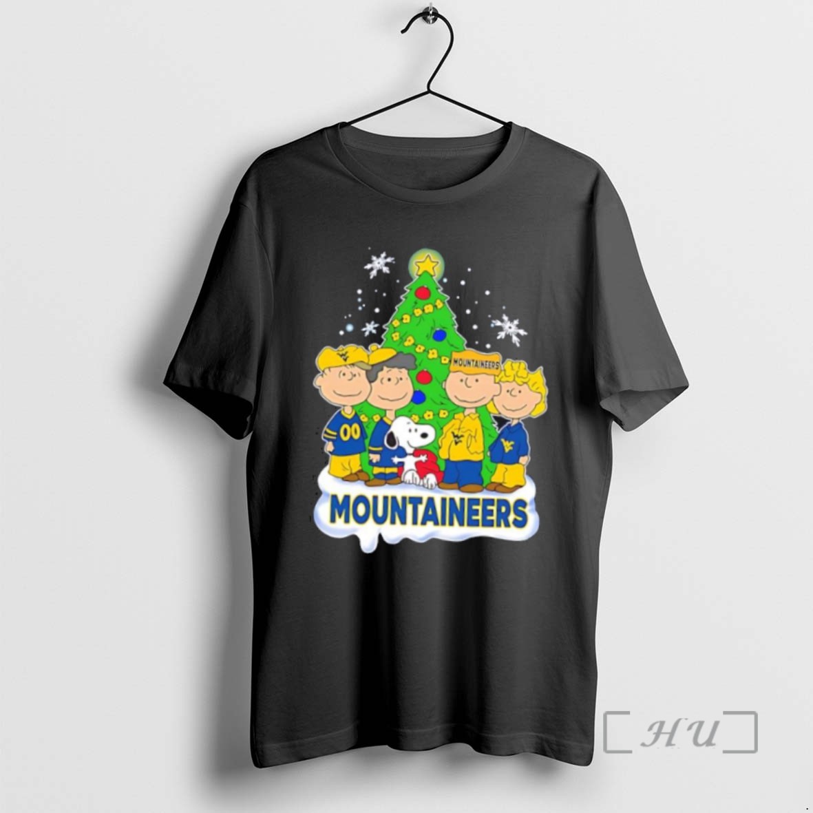 Officials Peanuts Characters Christmas Wearing West Virginia Mountaineers Tee Sweater Hoodie