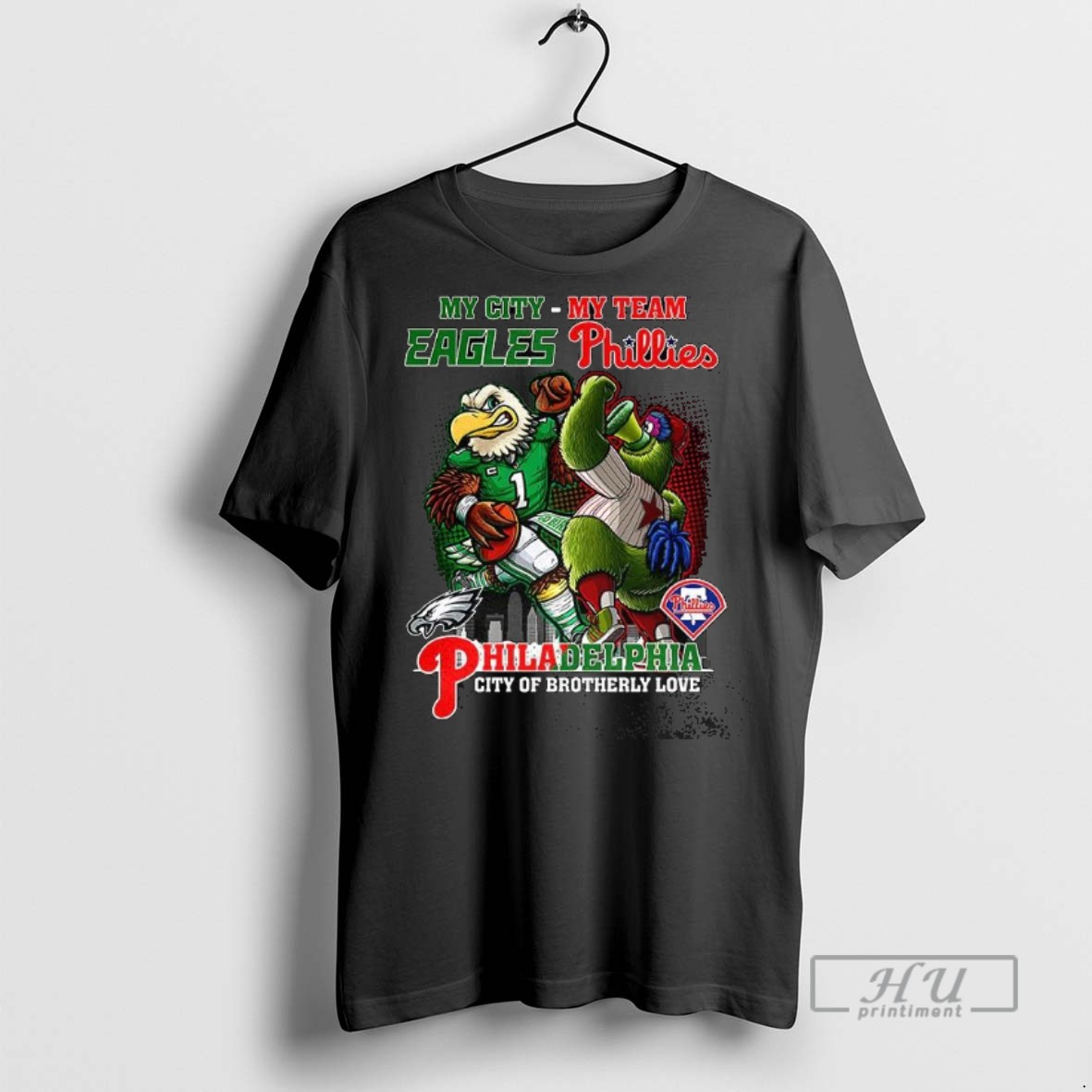 Officials Philadelphia Eagles Phillies City Of Brotherly Love Mascot Skyline Sport Lovers T Shirt Sweatshirt
