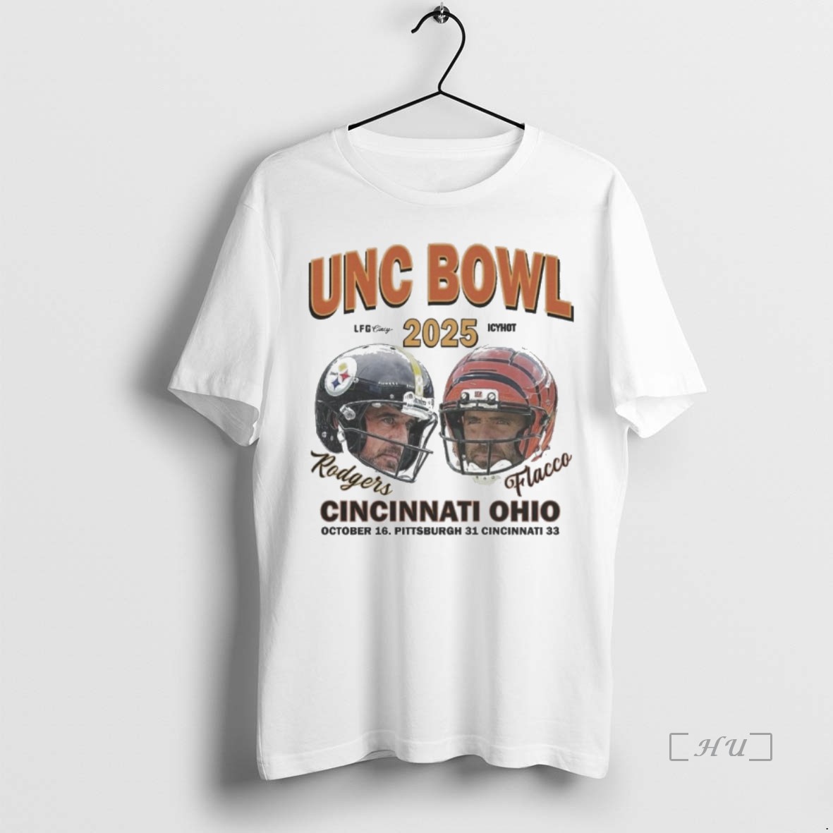 Officials Pittsburgh Steelers Aaron Rodgers 31 33 Cincinnati Bengals Joe Flacco 2025 Unc Bowl T Shirts Sweater Hoodie