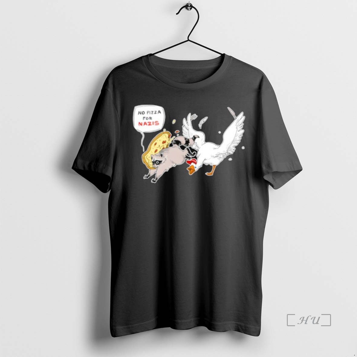 Officials Raccoon And Goose No Pizza For Nazis Funny T Shirts Sweater Hoodie