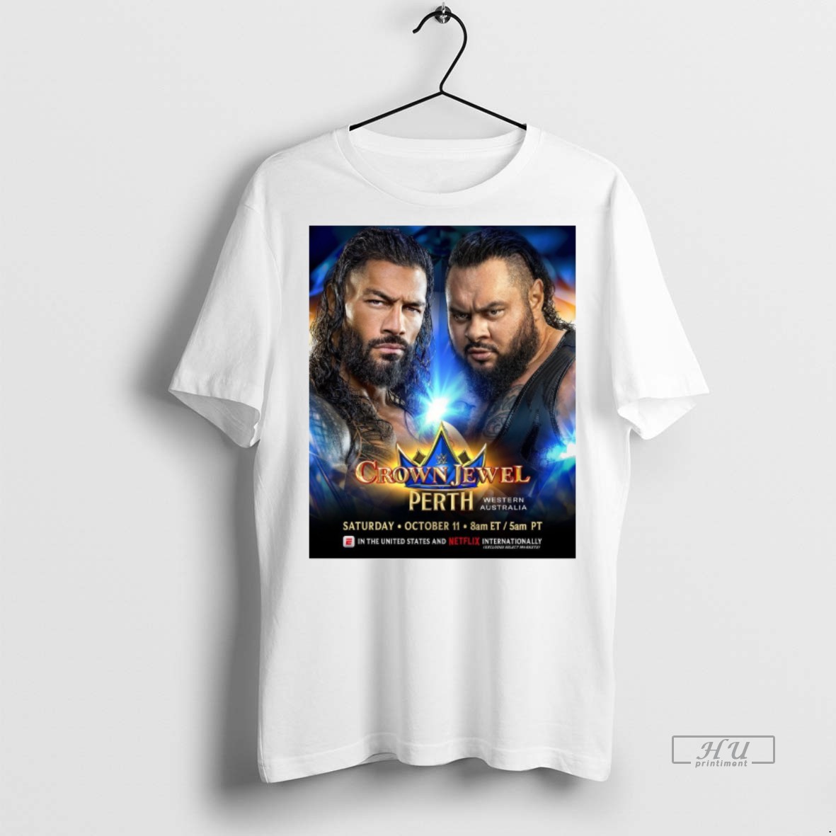 Officials Roman Reigns Vs Jermaine Haley Wwe Crown Jewel Saturday October 11 2025 In Perth Western Australia Tee Shirt Sweater Hoodie