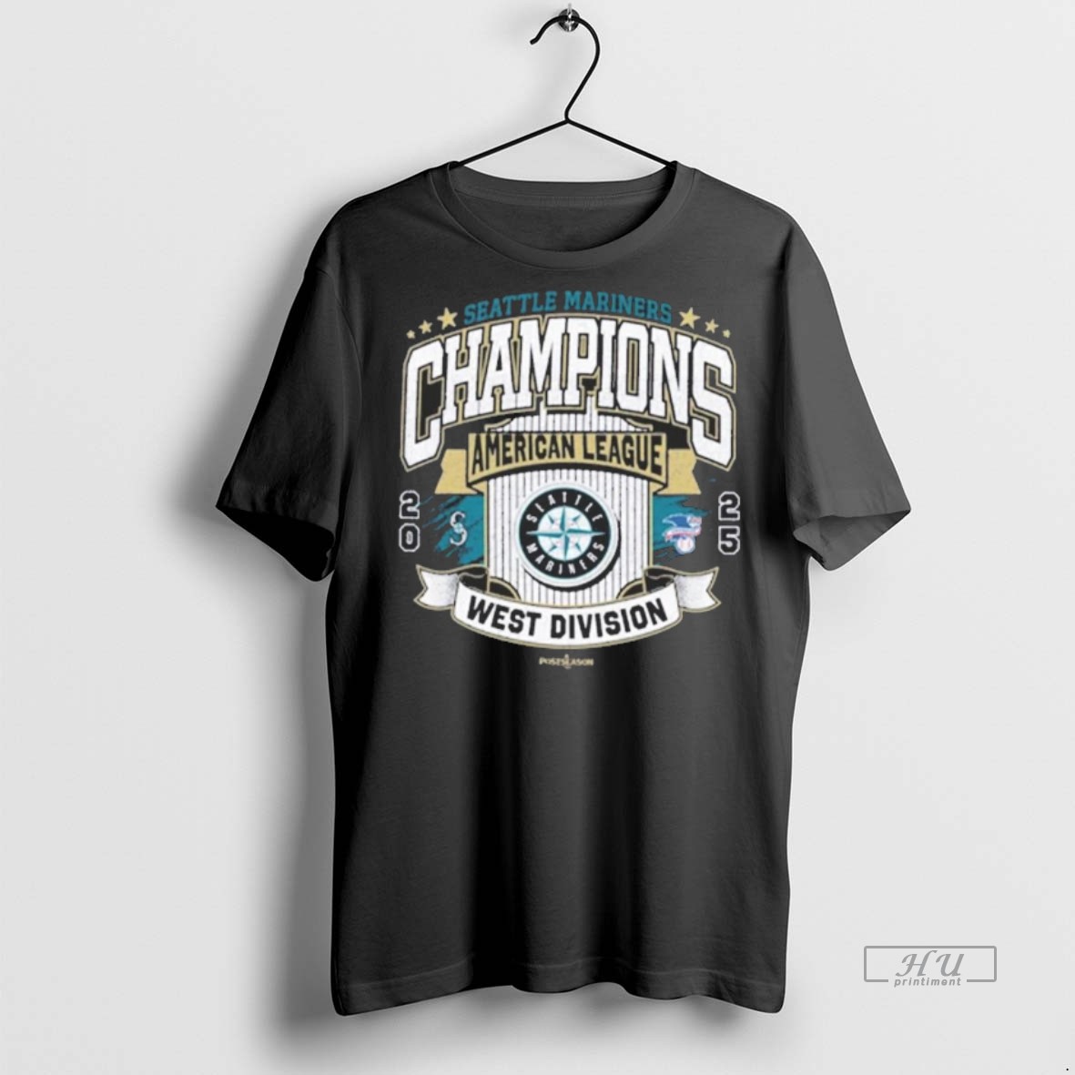Officials Seattle Mariners Champions American League West Division 2025 Seize The Moment Vintage Fanart Tee Shirt Sweater Hoodie