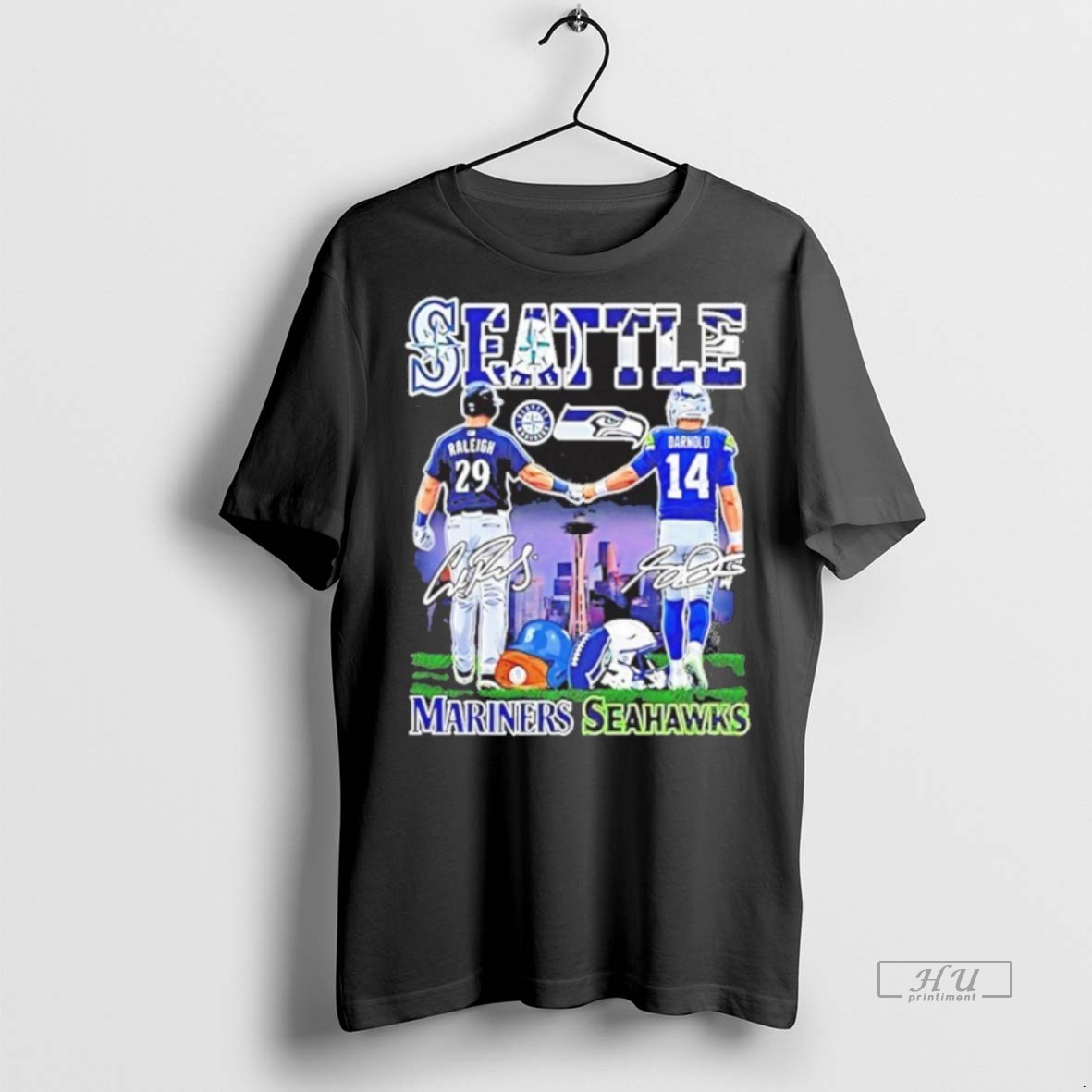 Officials Seattle Mariners Releigh And Seattle Seahawks Darnolo Signatures Tee Shirt Sweater Hoodie