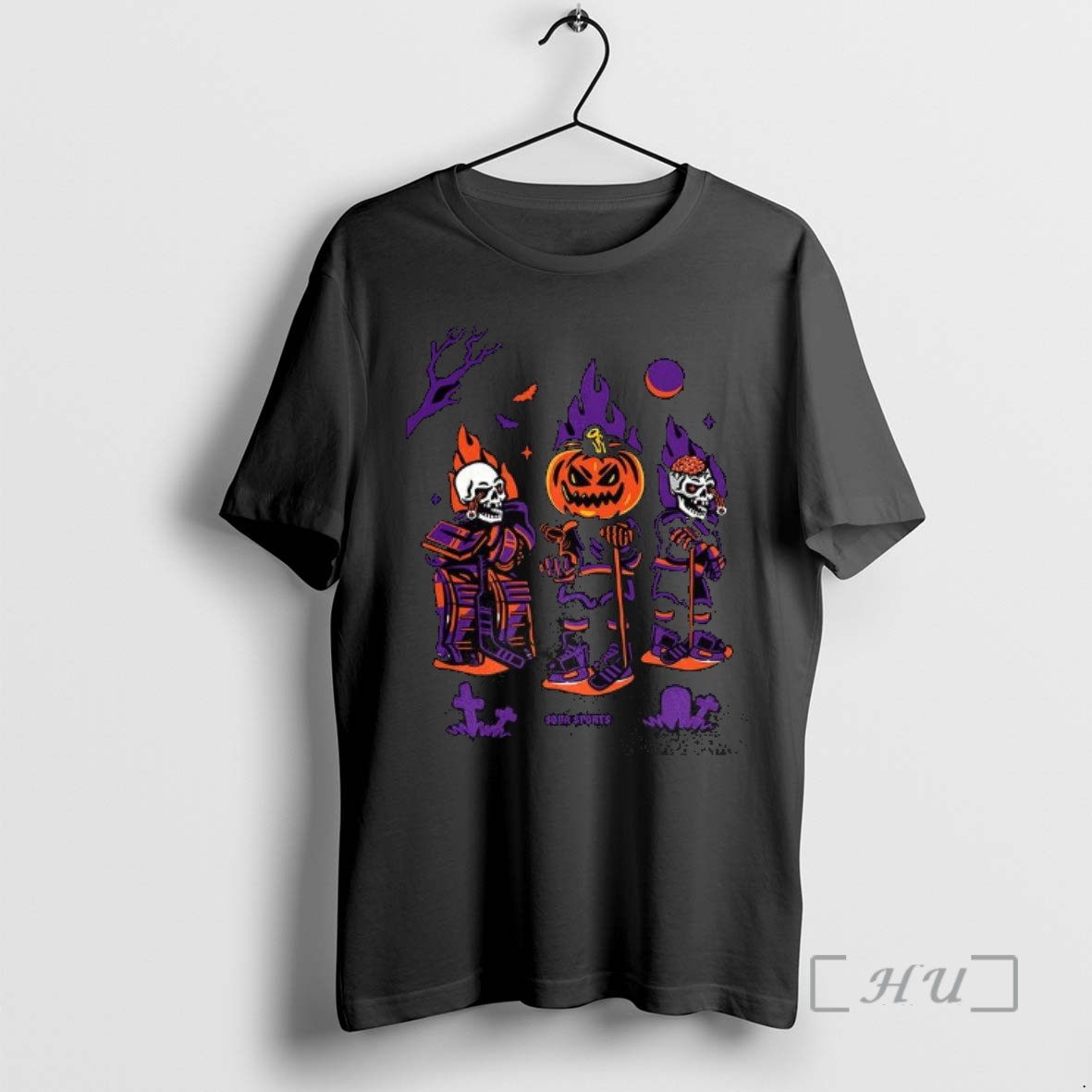 Officials Sleepy Hollow Hockey Club Est 1820 Skeleton Pumpkin Head And Zombie Halloween Tee Sweater Hoodie