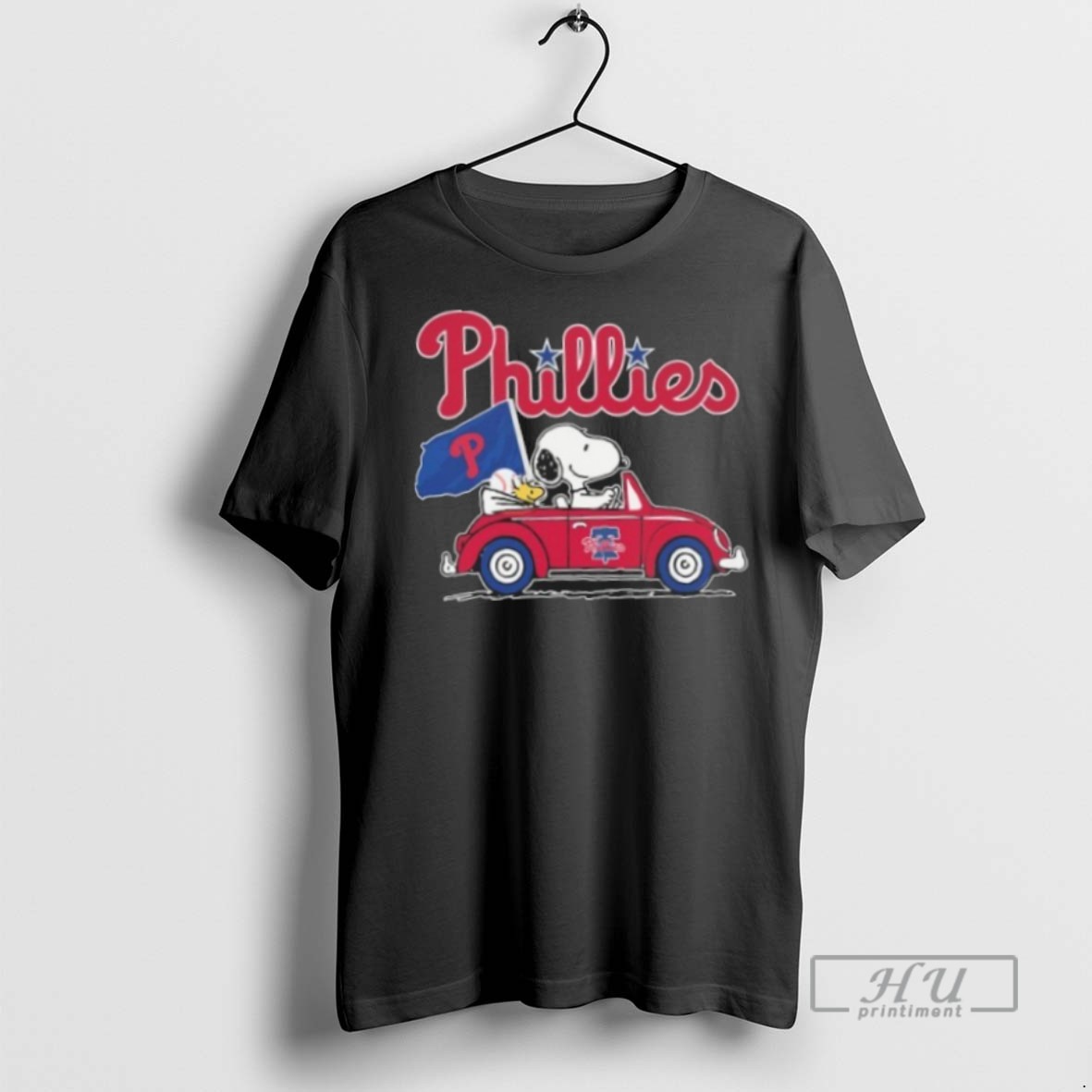 Officials Snoopy And Charlie Brown Driving Car Philadelphia Phillies 2025 Postseason T Shirt Sweatshirt