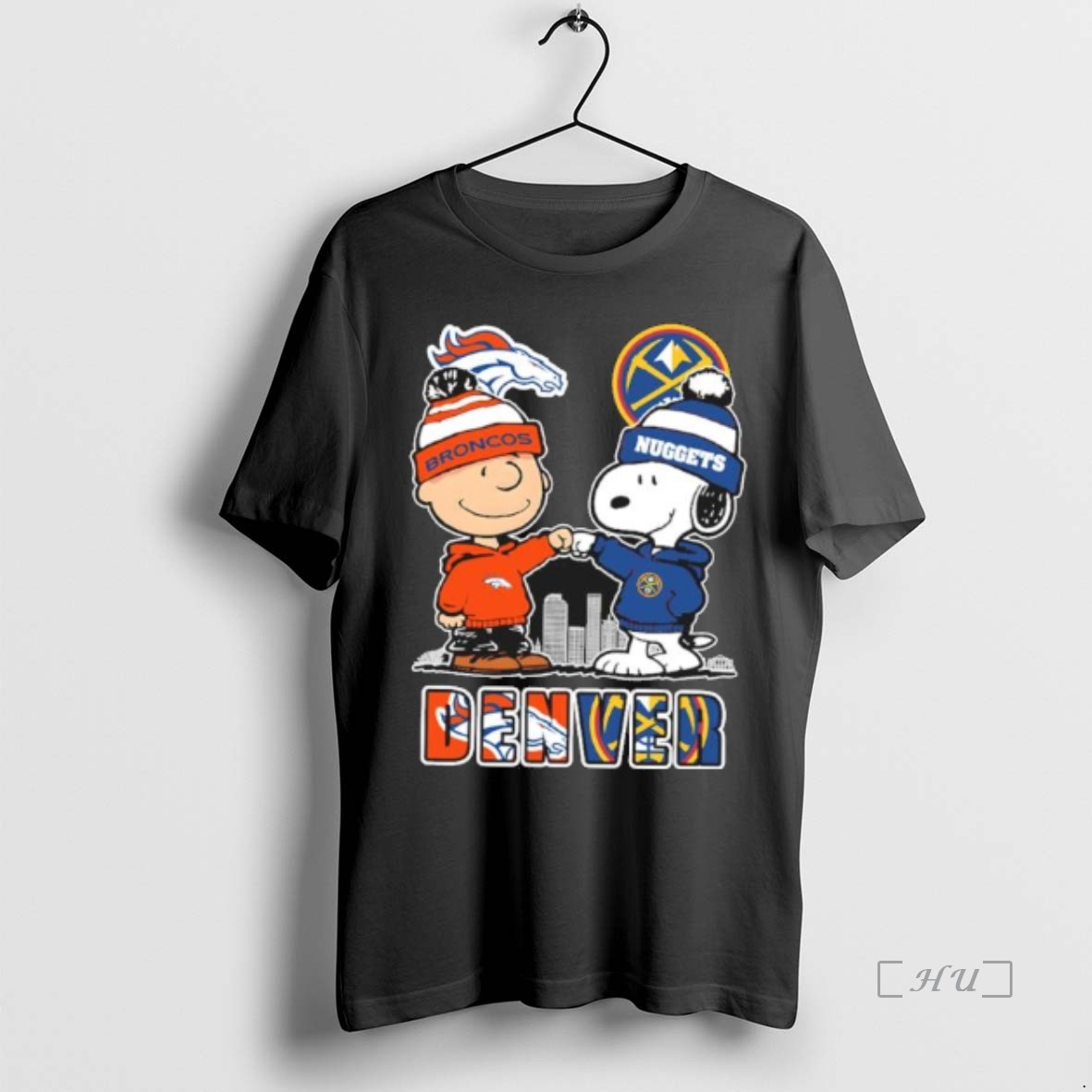 Officials Snoopy Fist Bump Charlie Brown Denver Nuggets Vs Denver Broncos T Shirt Sweater Hoodie