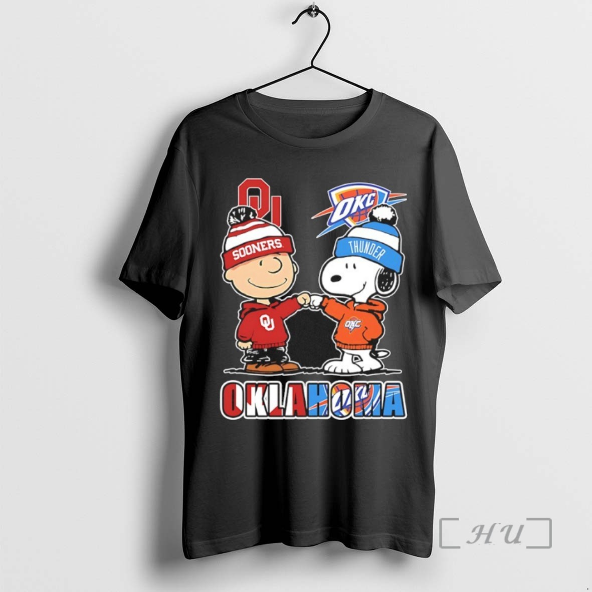 Officials Snoopy And Charlie Brown X Oklahoma Sports Thunder And Sooners T Shirt Sweater Hoodie