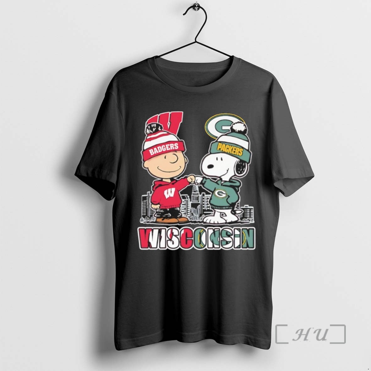 Officials Snoopy And Charlie Brown X Wisconsin Sports Packers And Badgers T Shirt Sweater Hoodie