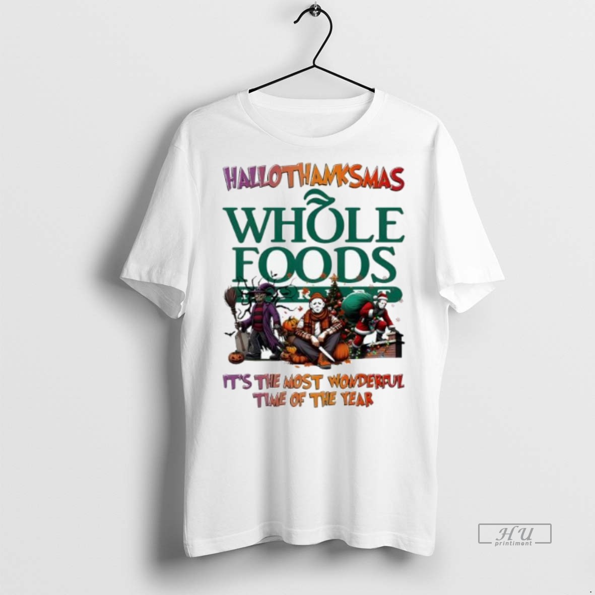 Officials Trending Hallothanksmas Characters Vs Whole Foods Market Its The Most Wonderful Time Of The Year Tee Shirt Sweater Hoodie