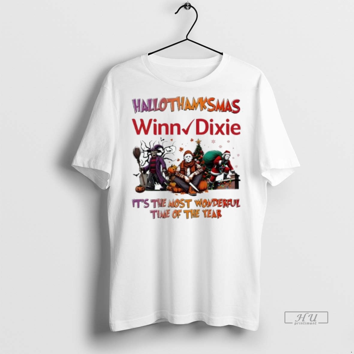 Officials Trending Hallothanksmas Characters Vs Winn Dixie Its The Most Wonderful Time Of The Year Tee Shirt Sweater Hoodie