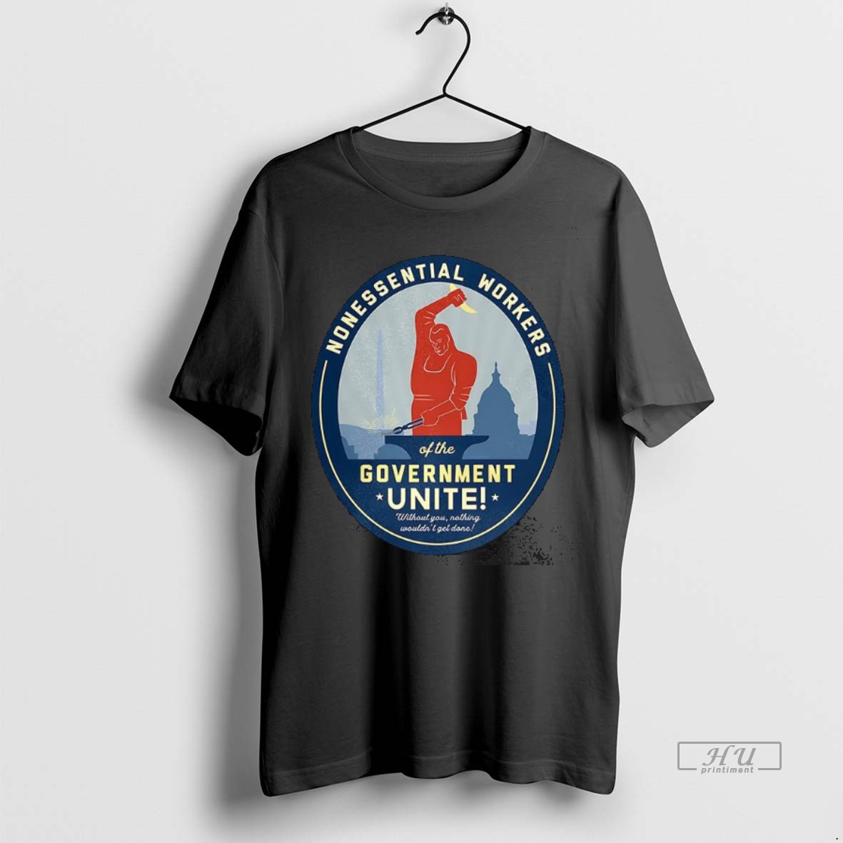 Officials Trending Nonessential Workers Of The Government Unite Government Shutdown Logo Caricature Tee Shirt Sweater Hoodie