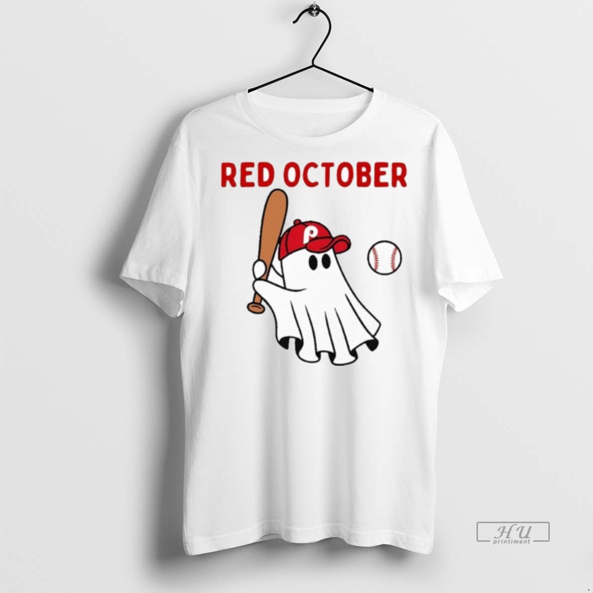 Officials Trending Red October Halloween Philadelphia Baseball Ghost T Shirt Sweater Hoodie