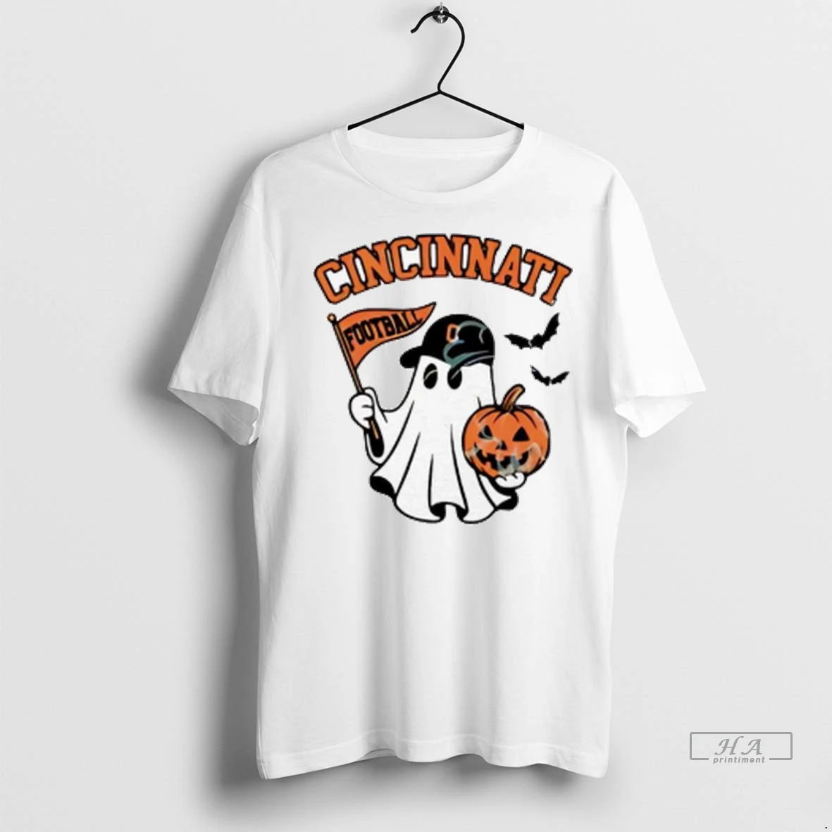 Officials Trendy Halloween Ghost Cincinnati Bengals Football Flag Pumpkin Ladies Shirt Sweater