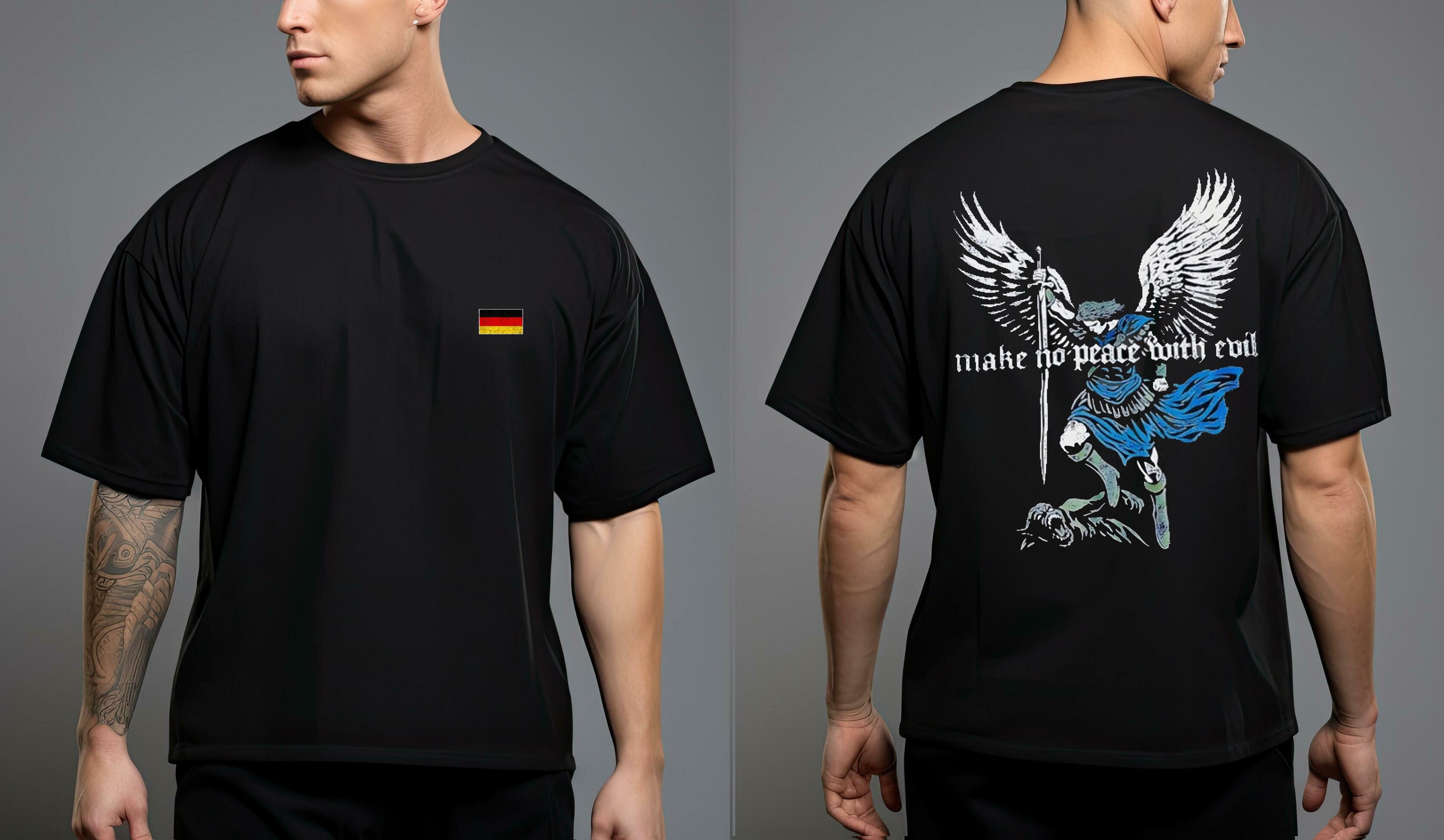 Make No Peace With Evil German flag 2 Sided T Shirt