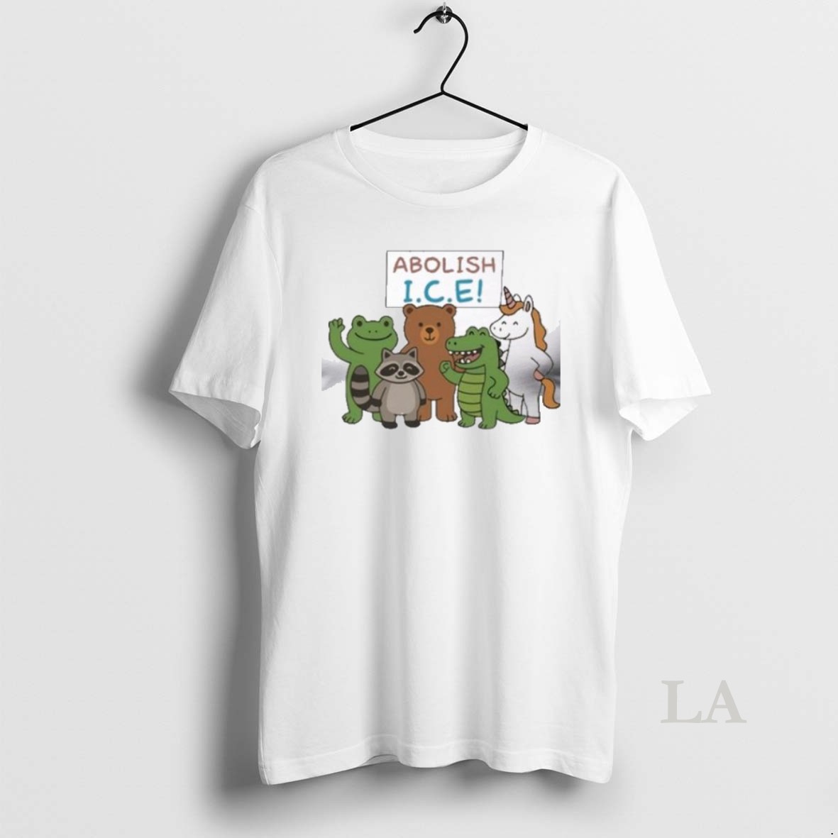 Original Abolish Ice Frog Unicorn Raccoon Bear Dinosaur T Men Shirt