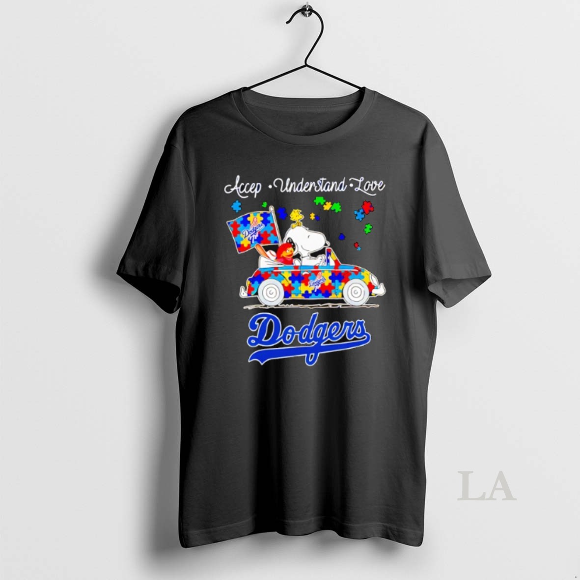 Original Accept Understand Love Los Angeles Dodgers Austism Day Shirt