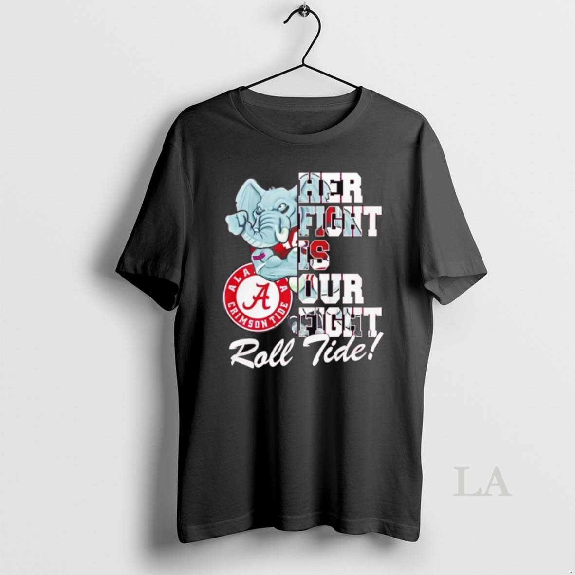 Original Alabama Crimson Tide Tackle Cancer Her Fight Is Our Fight Roll Tide Mascot Shirt