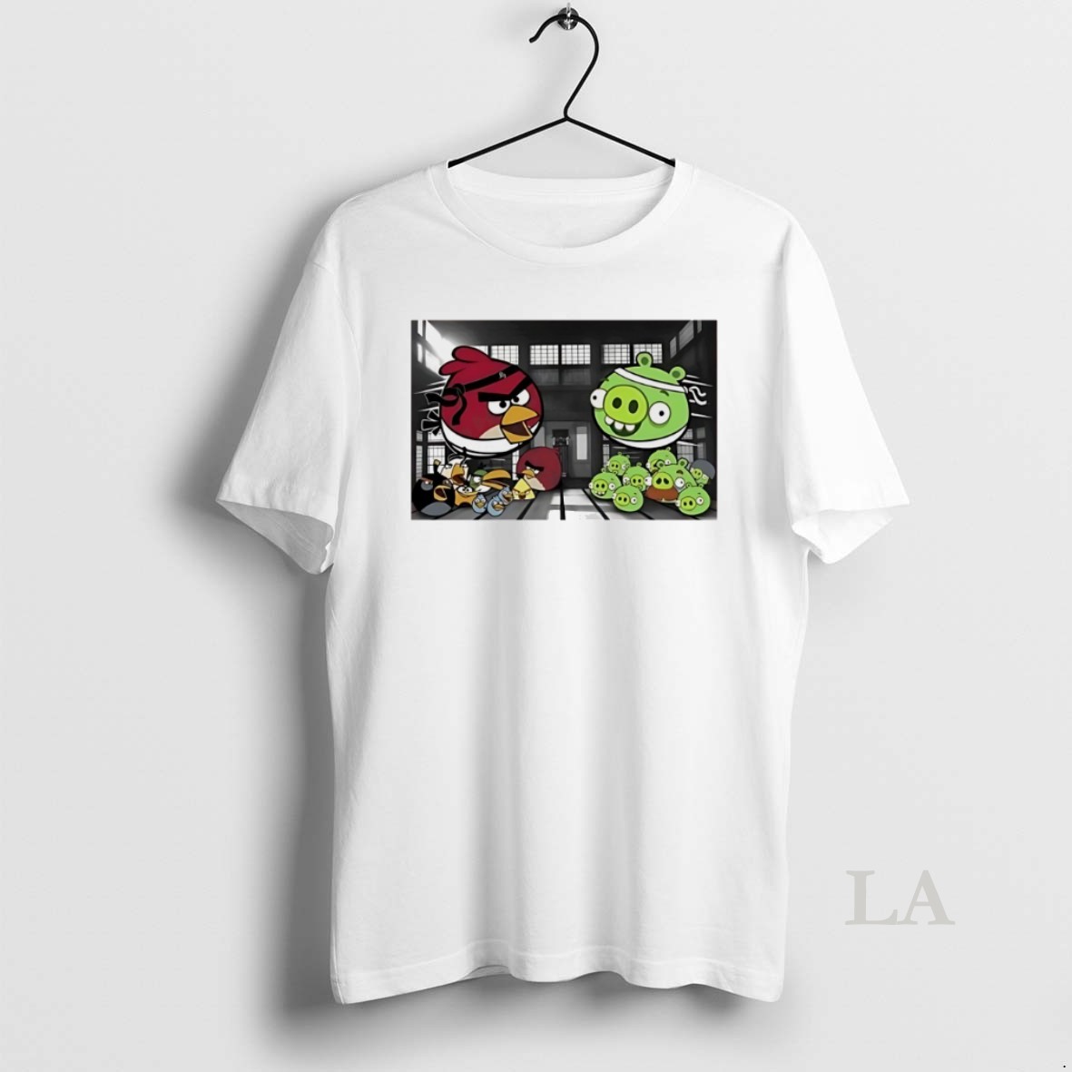 Original Angry Birds Vs Bad Piggies Ninja Battle Showdown Shirt