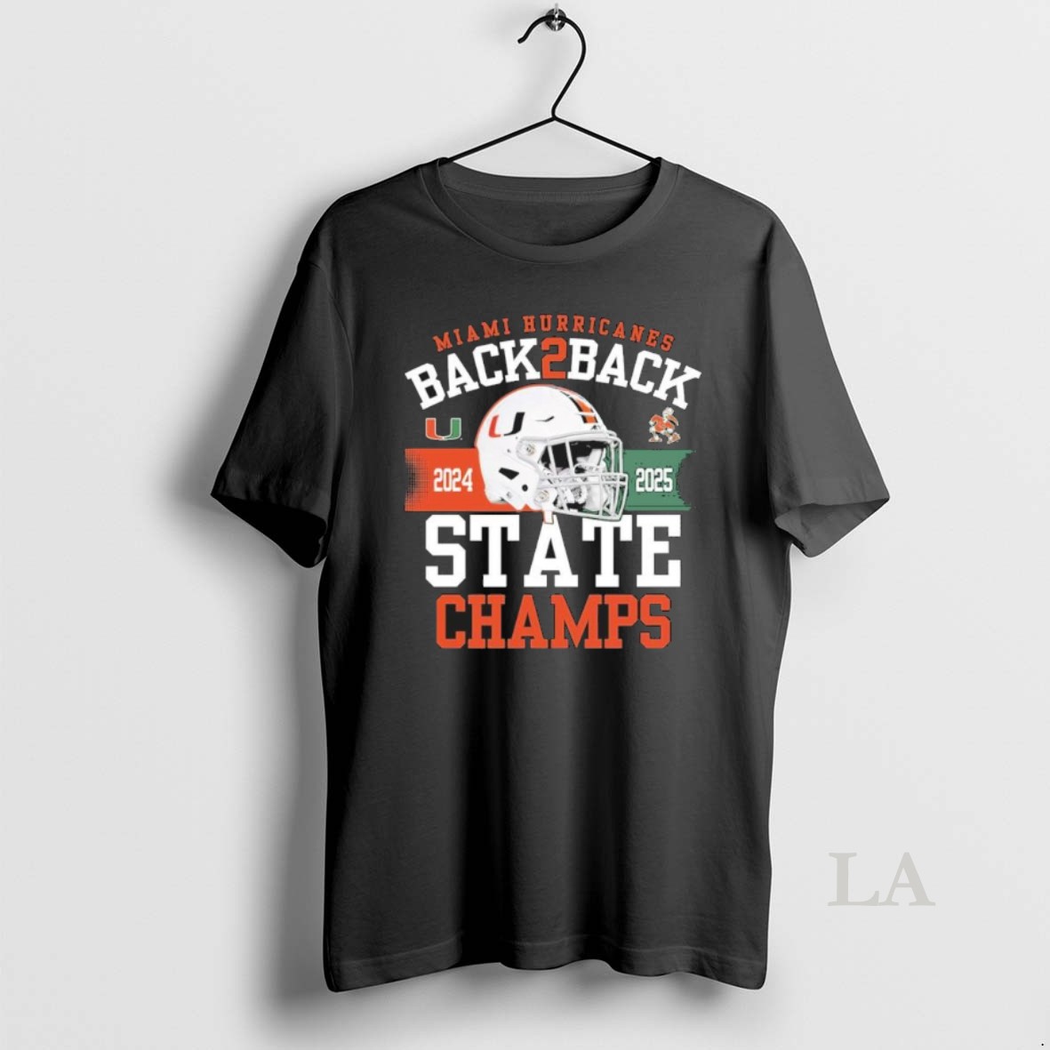 Original B2b State Champions Miami Hurricanes Helmet Shirt