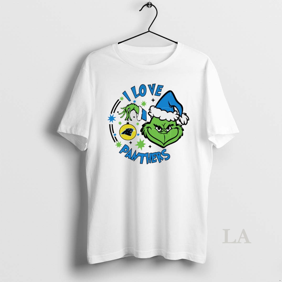 Original Carolina Panthers X Santa Grinch I Love Panthers Christmas White Shirt