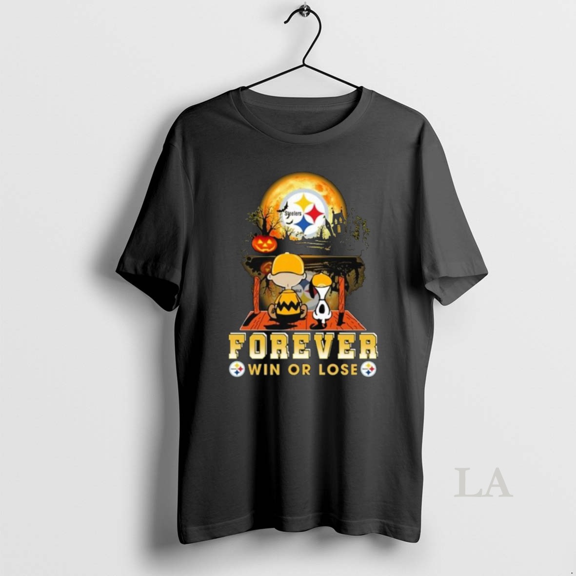 Original Charlie Brown And Snoopy X Pittsburgh Steelers Forever Win Or Lose Halloween 2025 Long Sleve Shirt