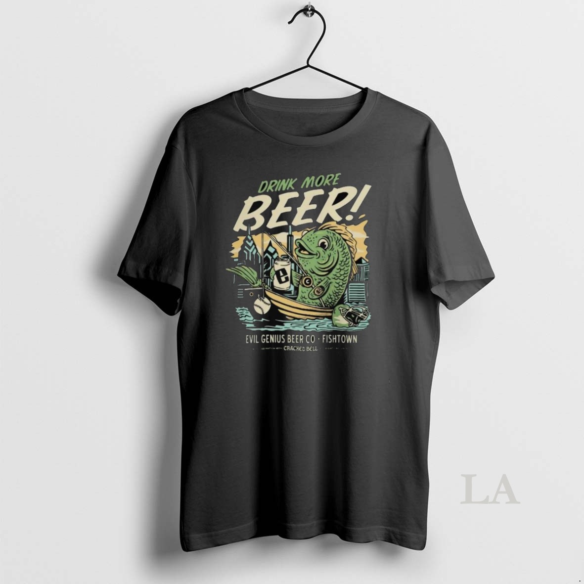 Original Cracked Bell X Evil Genius Drink More Beer Fishing Long Sleve Shirt