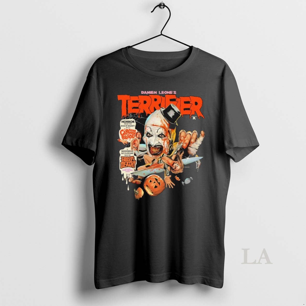 Original Damien Leones Terrifier X Horror From The Edge Of Insanity Its A Circus Of Blood Trick Or Treat Death Shirt