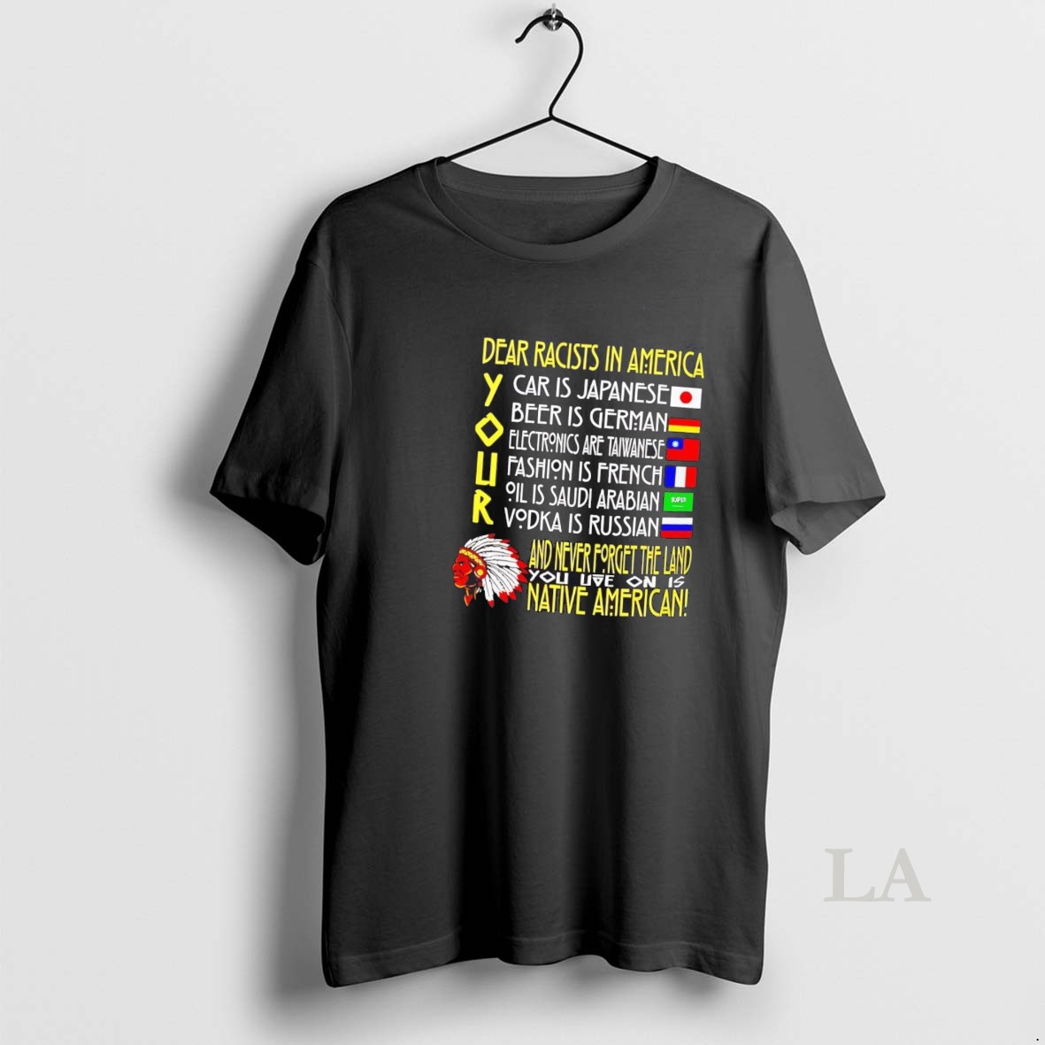 Original Dear Racists In America And Never Forget The Land Native American Shirt