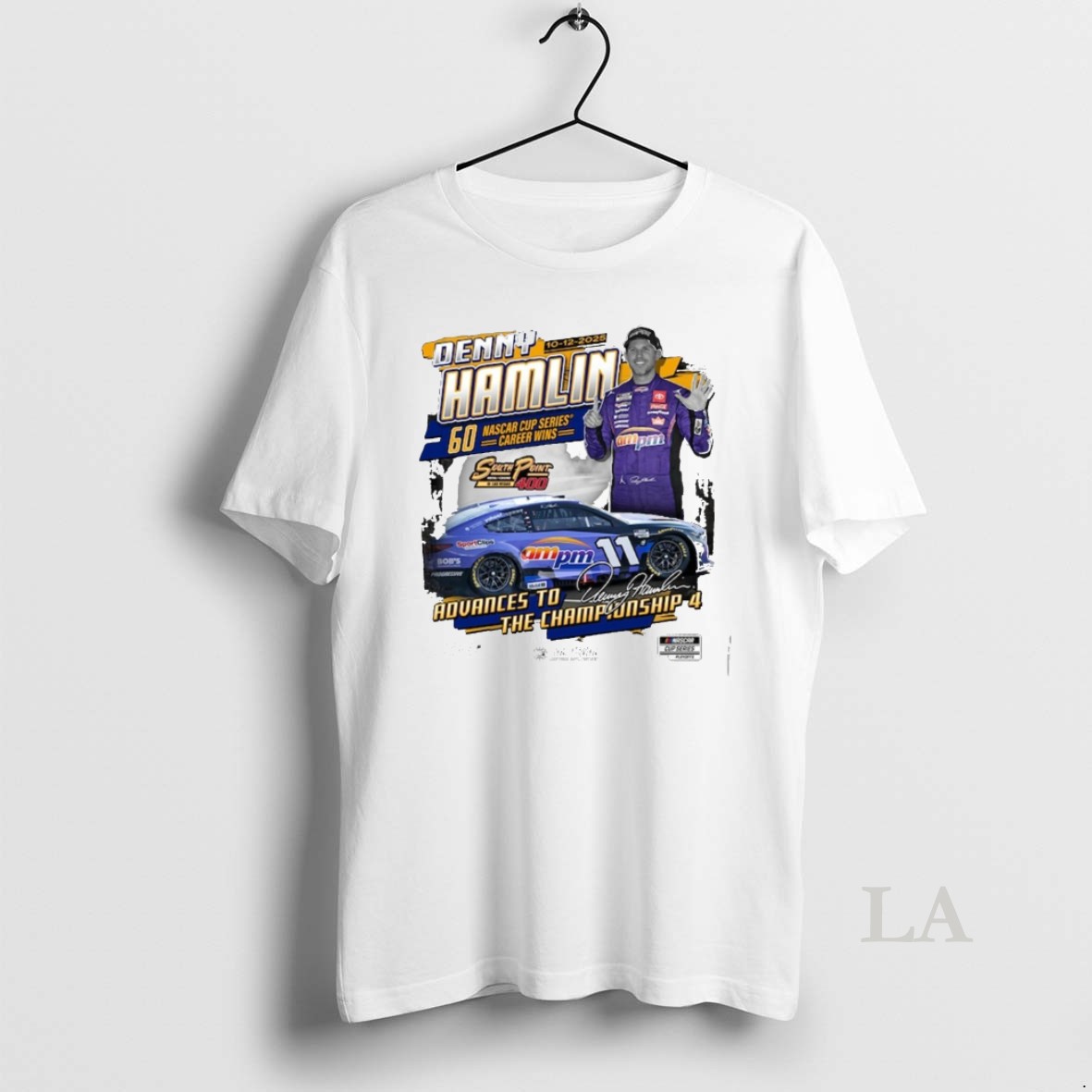 Original Denny Hamlin Checkered Flag Sports 10 12 2025 South Point 400 Race Winner Signature Shirt