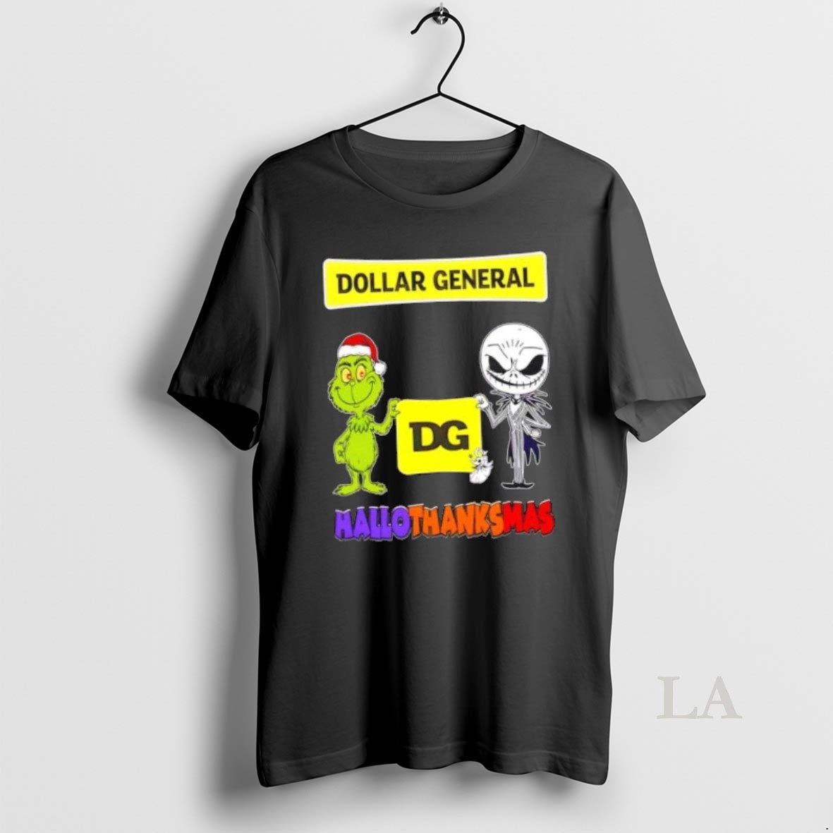 Original Dollar General X Grinch And Jack Skellington Friends Fist Bump Happy Hallothanksmas Shirt