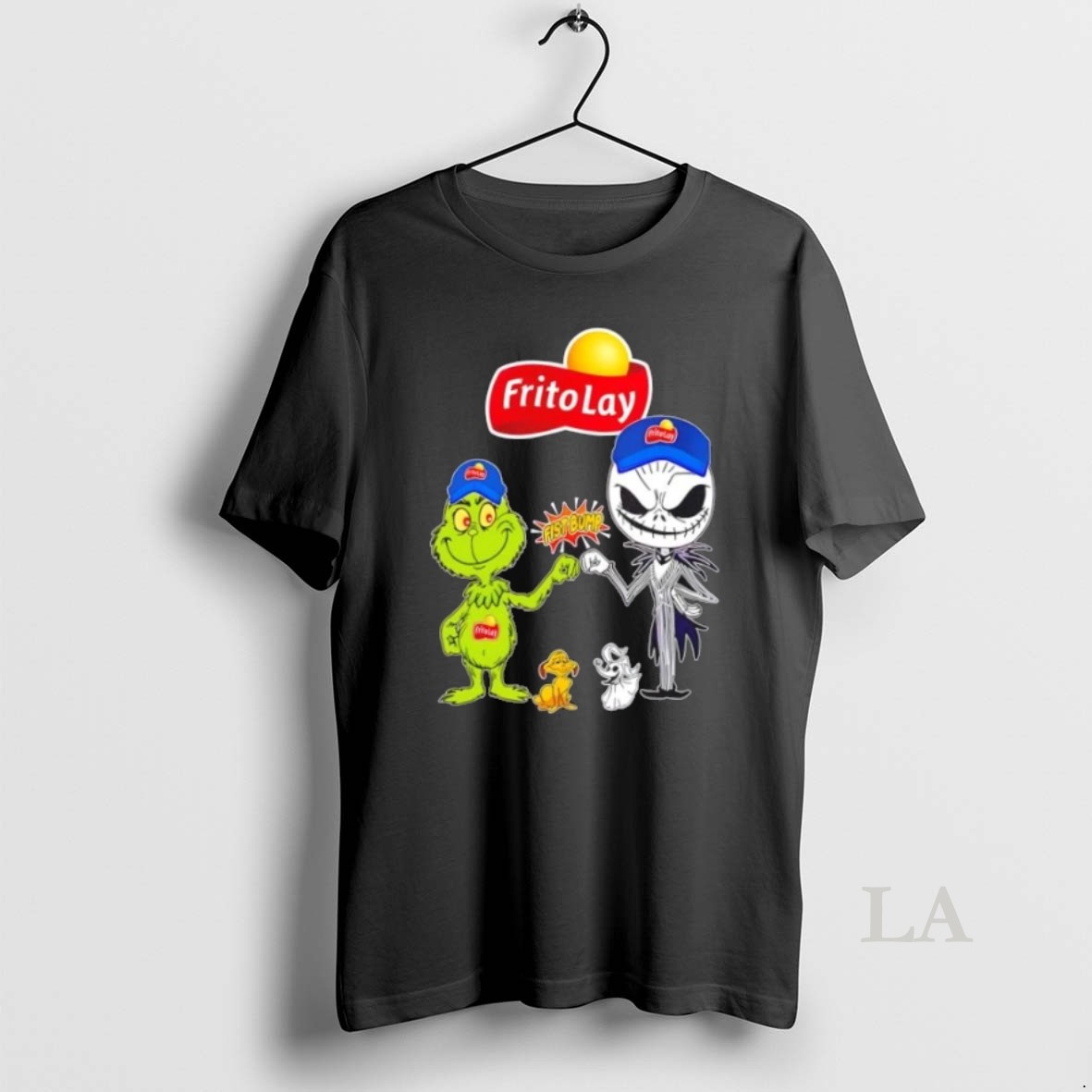 Original Frito Lay X Grinch And Jack Skellington Fist Bump Uniwilling Friends Shirt