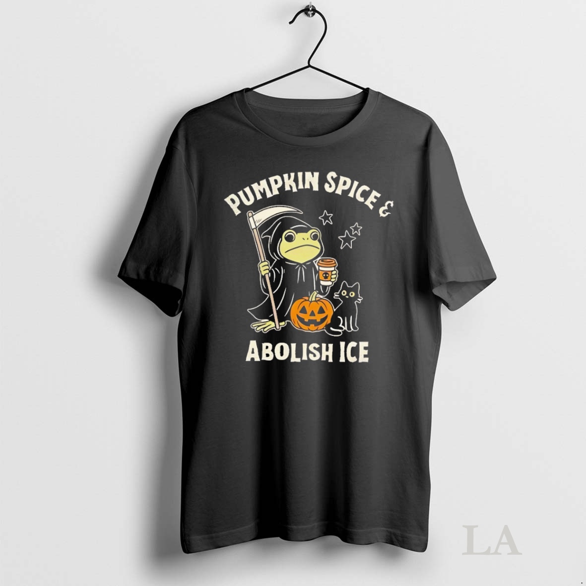 Original Frog Cat Pumpkin Spice And Abolish Ice Halloween Shirt 2