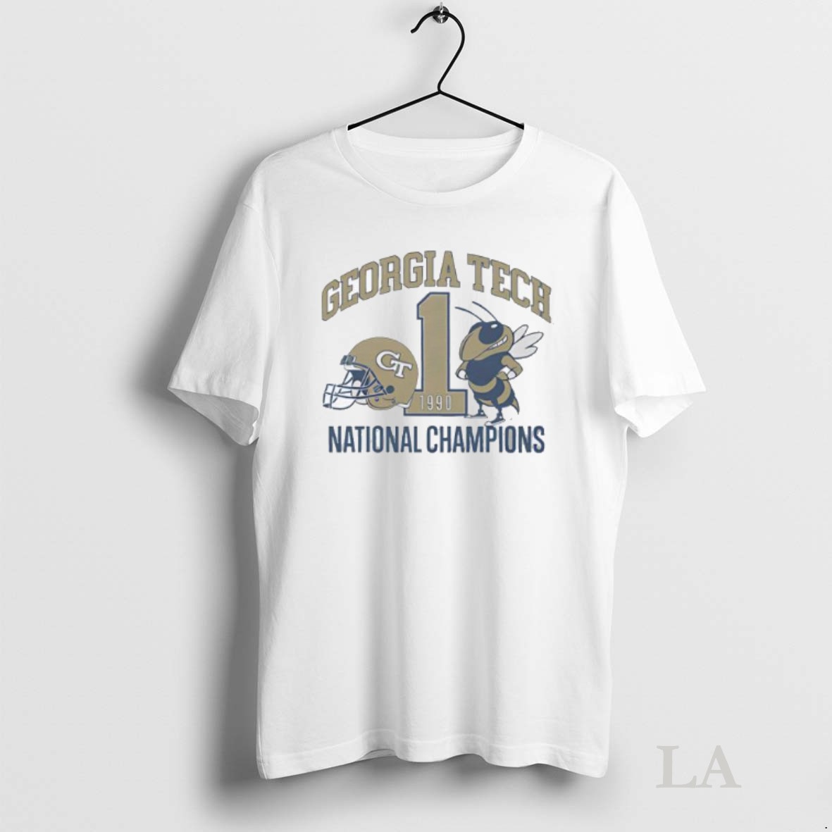 Original Georgia Tech Football 1990 National Champions Helmet Mascot Logo Shirt