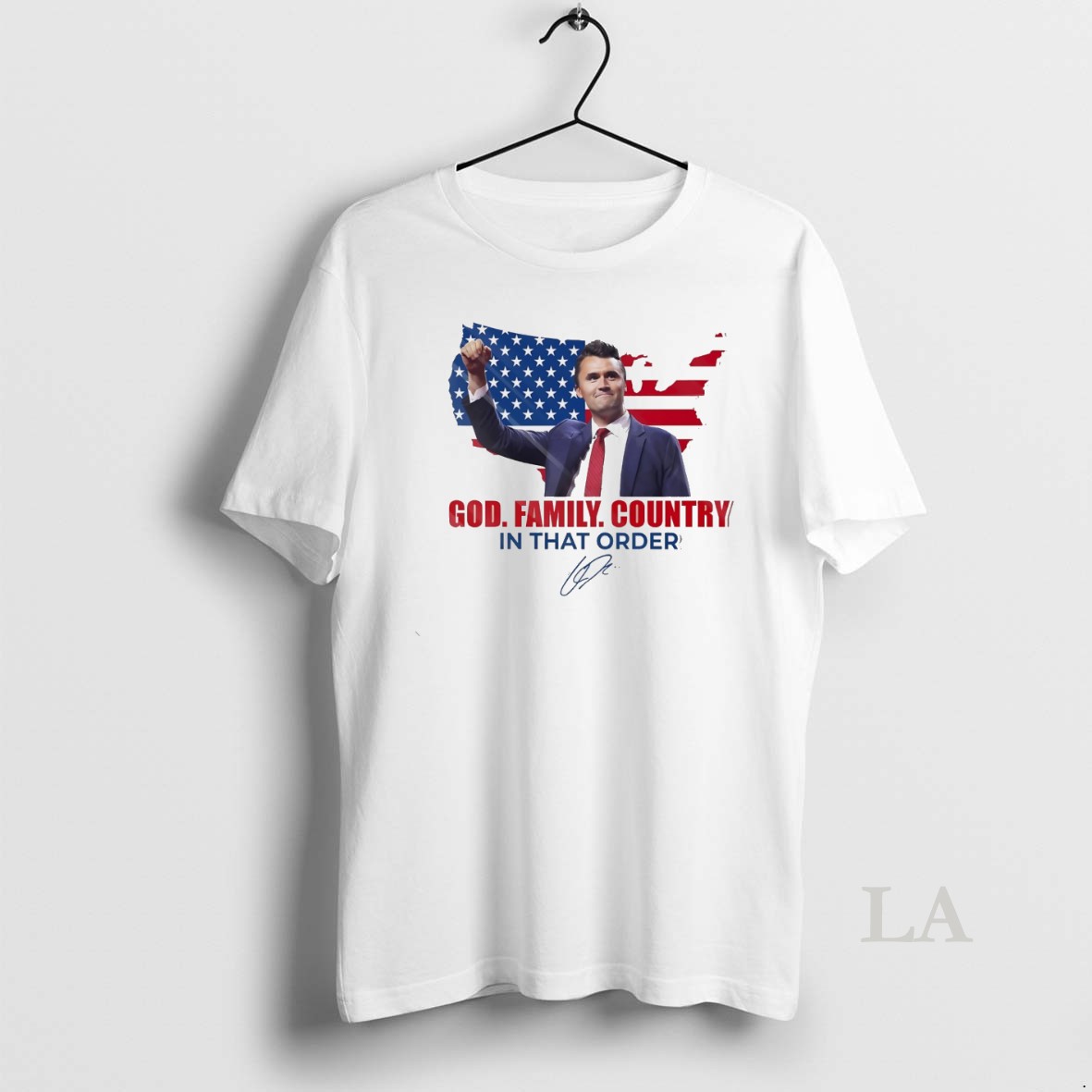Original God Family Country In That Order Charlie Kirk White Shirt