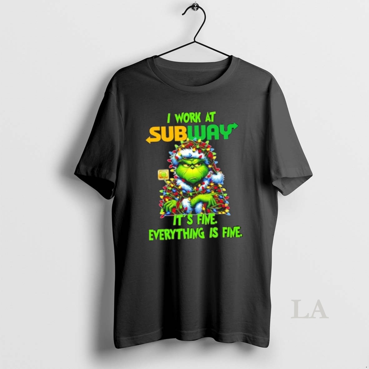 Original Grinch Christmas Tree X Subway I Work At Its Fine Everything Is Fine Shirt