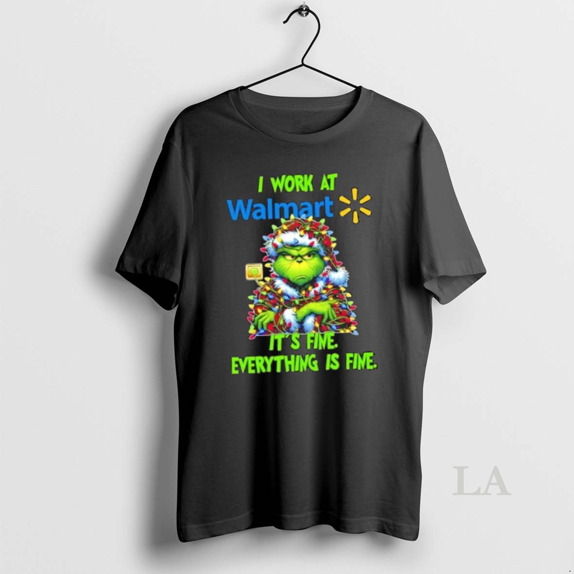 Original Grinch Christmas Tree X Walmart I Work At Its Fine Everything Is Fine Shirt
