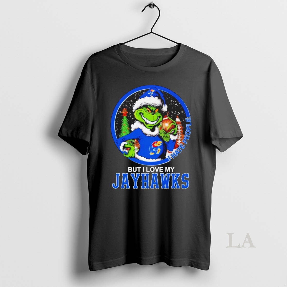 Original Grinch I Hate People But I Love My Kansas Jayhawks Shirt