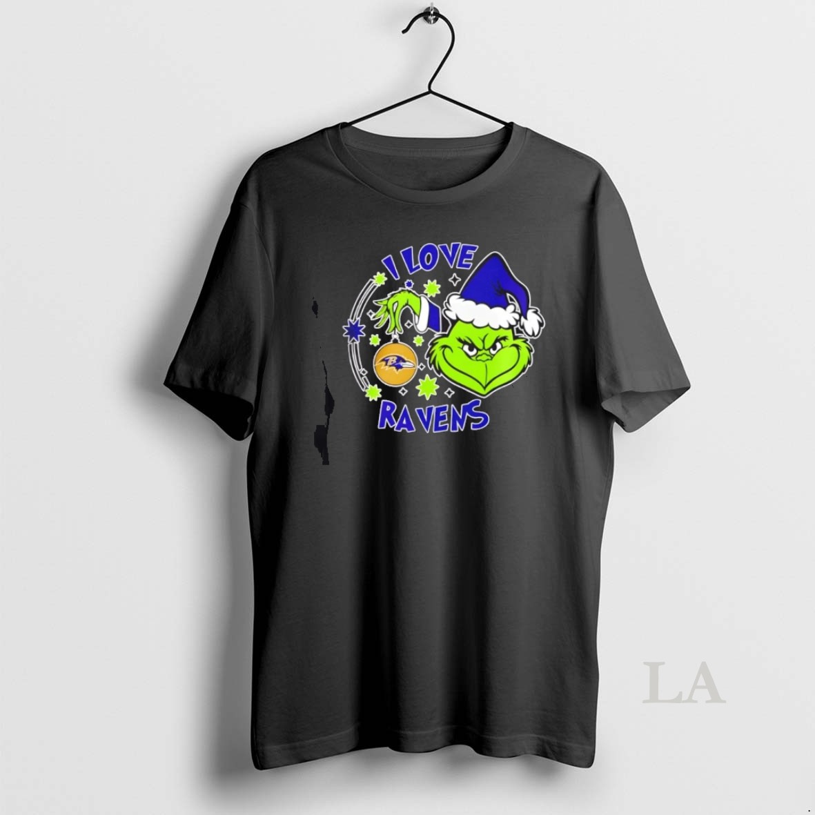 Original Grinch I Love Baltimore Ravens They Hate Us Because They Aint Us 2 Sided Shirt