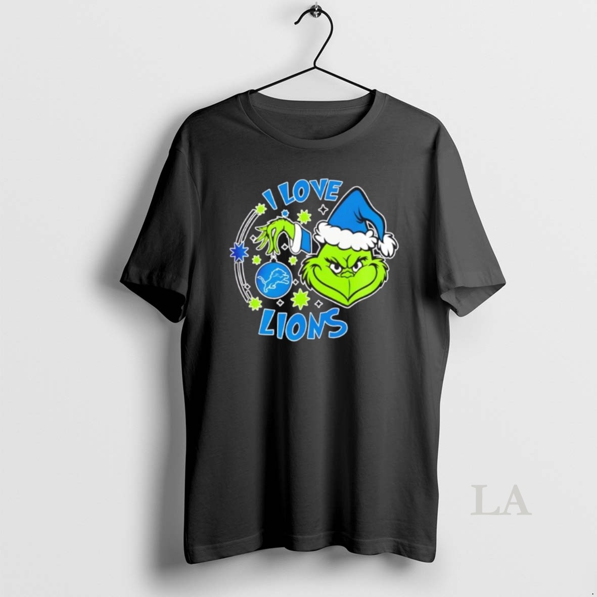 Original Grinch I Love Detroit Lions They Hate Us Because They Aint Us 2 Sided Shirt