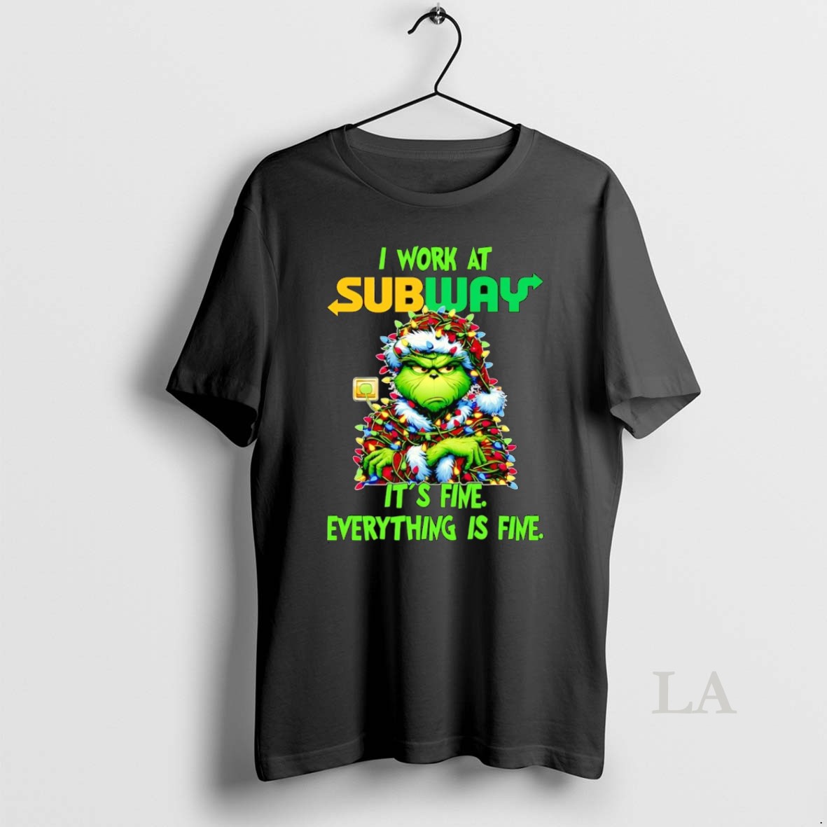 Original Grinch I Work At Subway Its Fine Everythings Fine Christmas Shirt