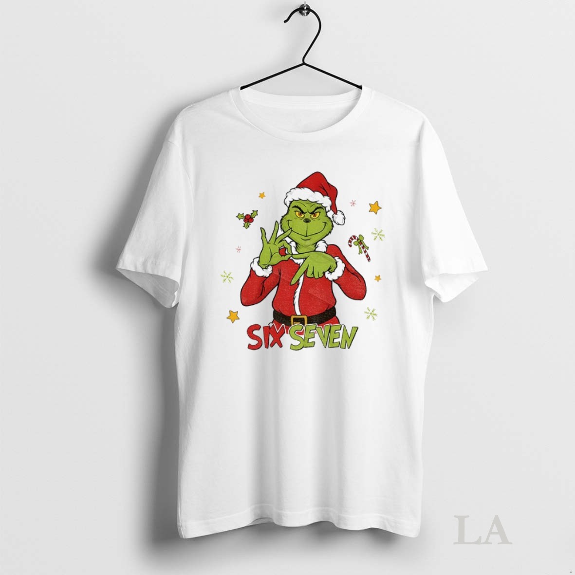 Original Grinch Santa Hat Six Seven Meme Christmas 2025 Shirt