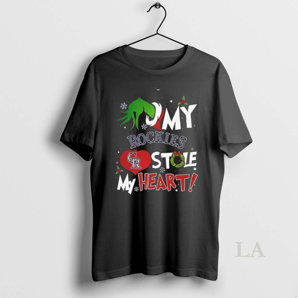 Original Grinch Hand My Colorado Rockies Stole My Heart Christmas Shirt 2