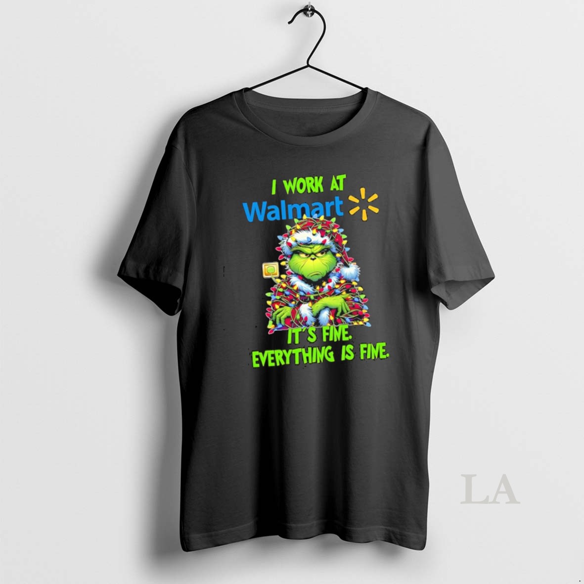 Original Grinch I Work At Walmart Logo Its Fine Everything Is Fine Shirt